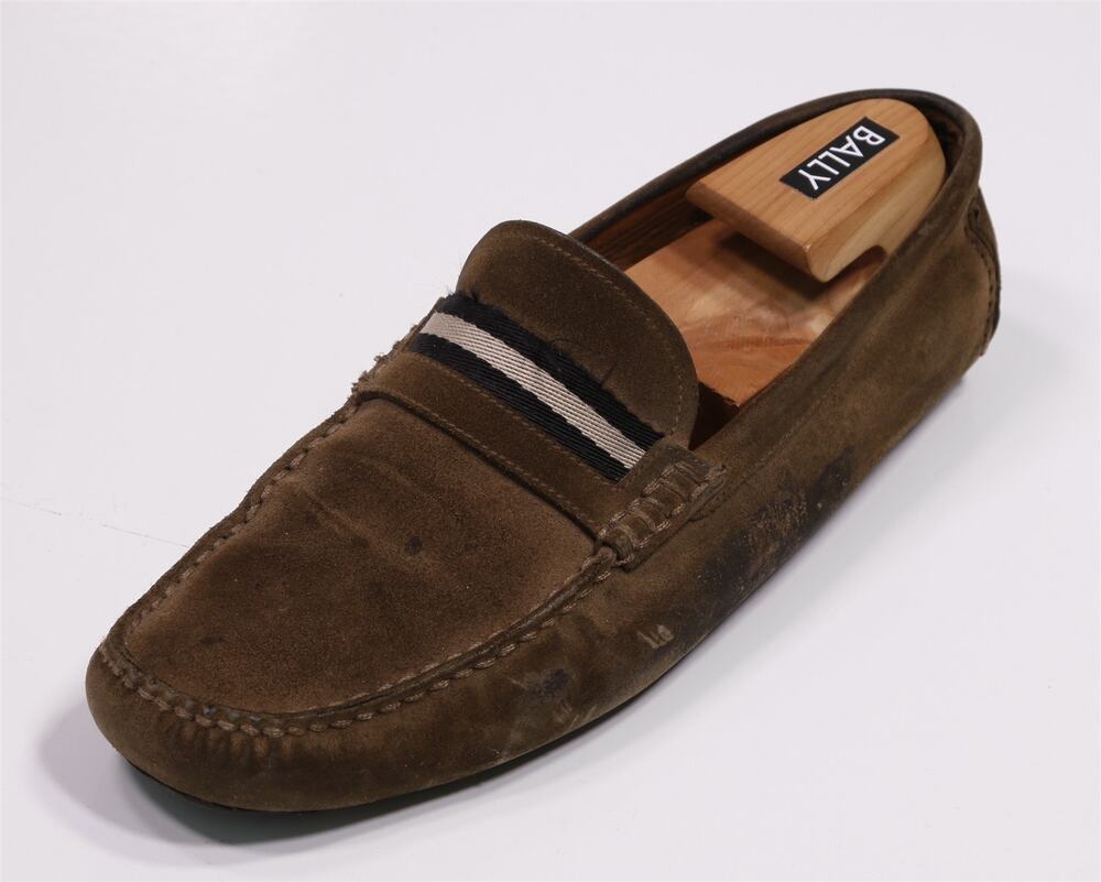 Bally Wabler Brown Driving Suede Leather Driving Loafers Shoes 12 D